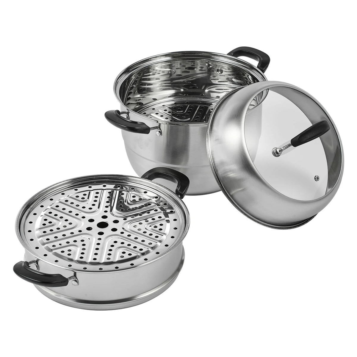 3 Tier 8.5QT 304 Stainless Steel Steamer Pot with 2 Steaming Tray X721