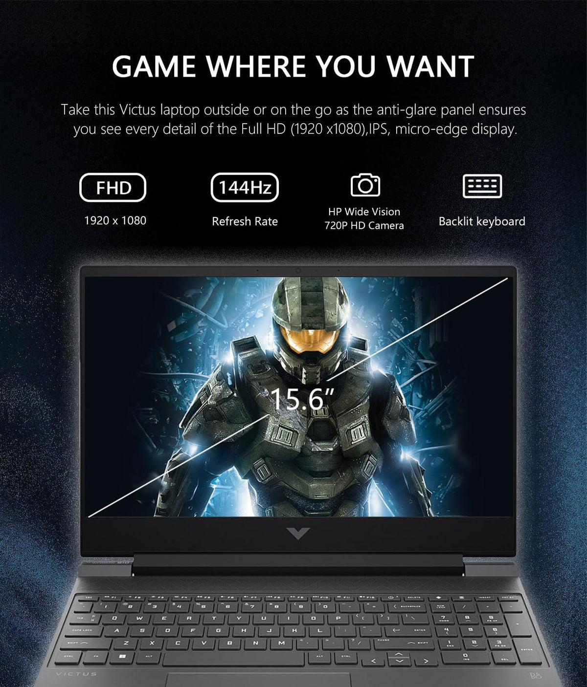 15.6" Full HD 144Hz Gaming Laptop, AMD Ryzen 5 7535HS, 16GB Memory, NVIDIA GeForce RTX 2050, 512GB SSD, Mica Silver Y41634