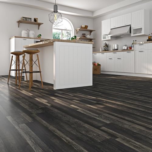 36-Pack 6x36" Black Peel and Stick Waterproof Vinyl Floor Tile J35079
