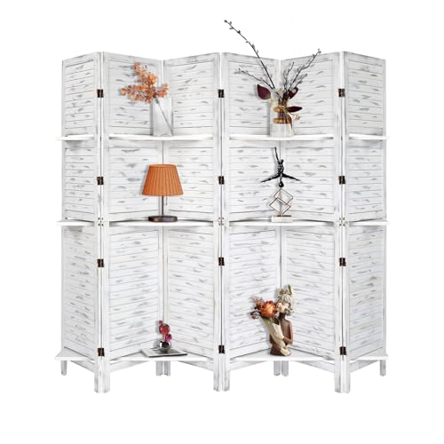 6 FT Wood Room Divider with Shelves T48665