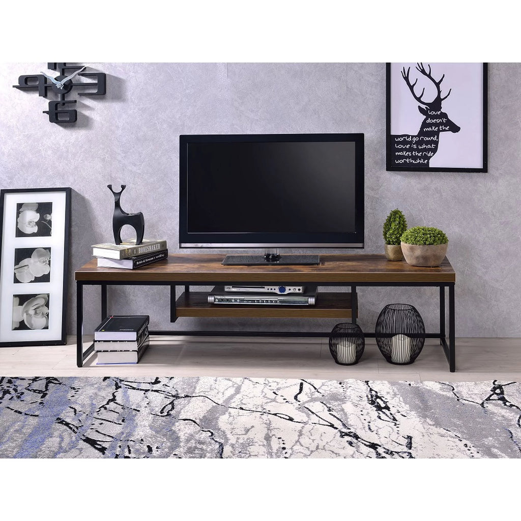 Weathered Oak Black TV Stand M9357