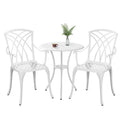 White Bistro Set with Umbrella Hole Cast Aluminum E95792
