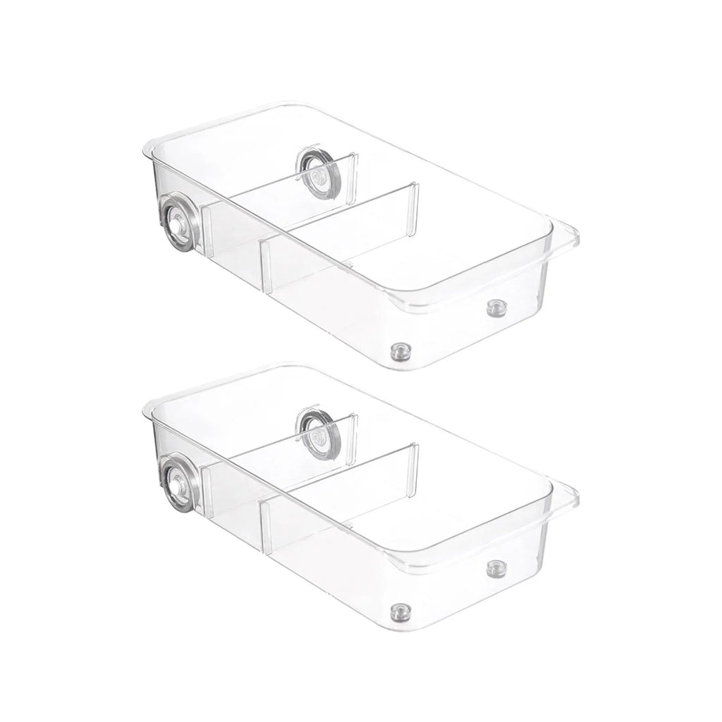 Clear Kitchen Pull Out Refrigerator Drawer Organizer Storage Bins 2 Piece J6515
