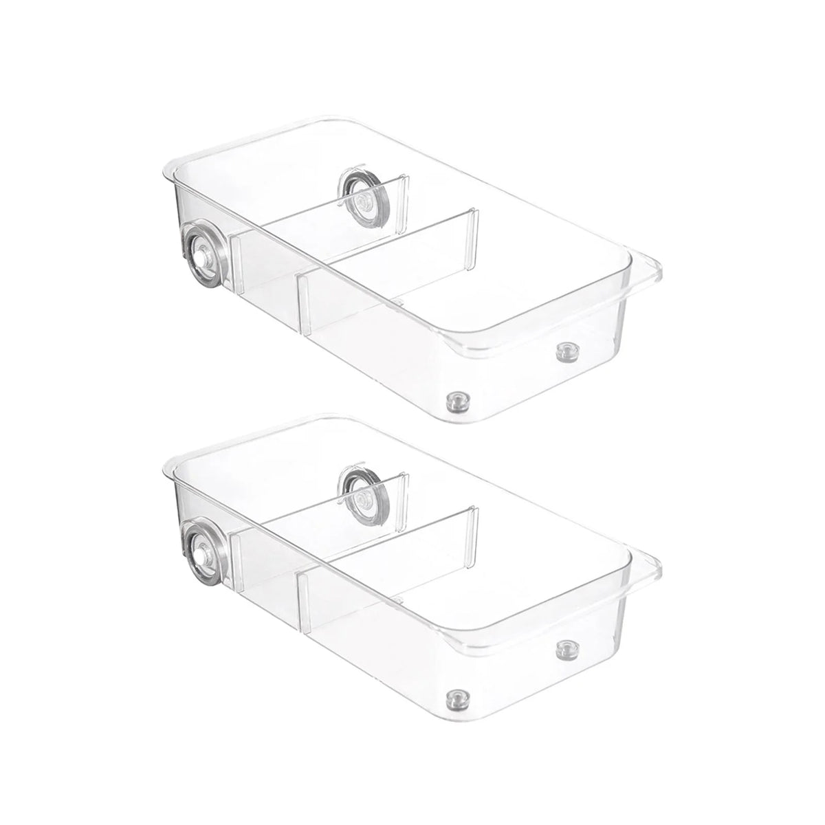 Clear Kitchen Pull Out Refrigerator Drawer Organizer Storage Bins 2 Piece J6515