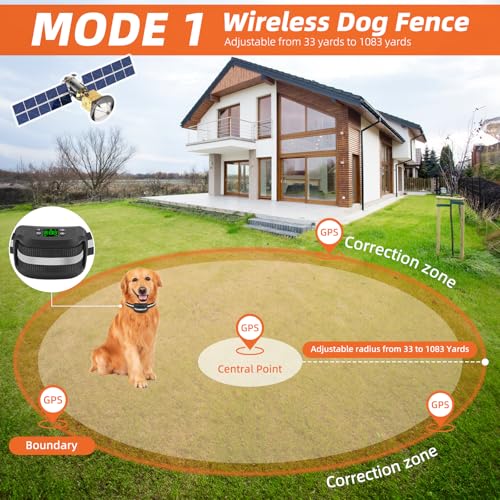 2-in-1 GPS Wireless Dog Fence & Remote Training Collar D22909