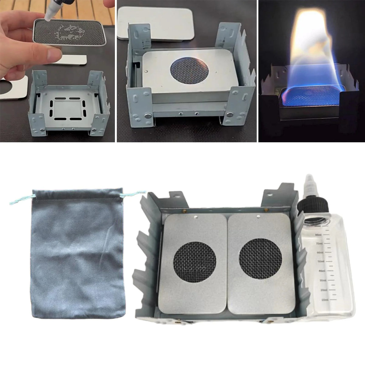 Liquid Fuel Camping Stove Set with Folded Stand Grill N76652