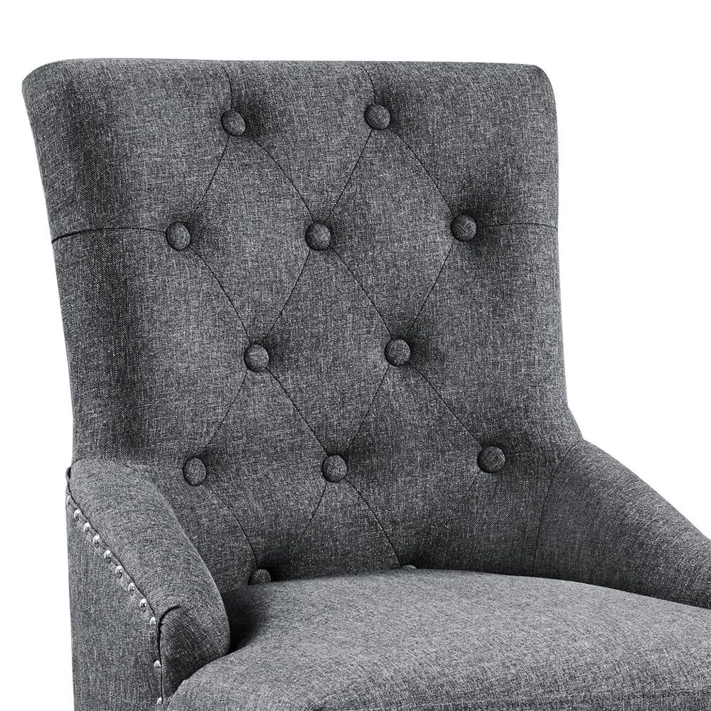 Set of 4 Gray Upholstered Dining Chairs Q365