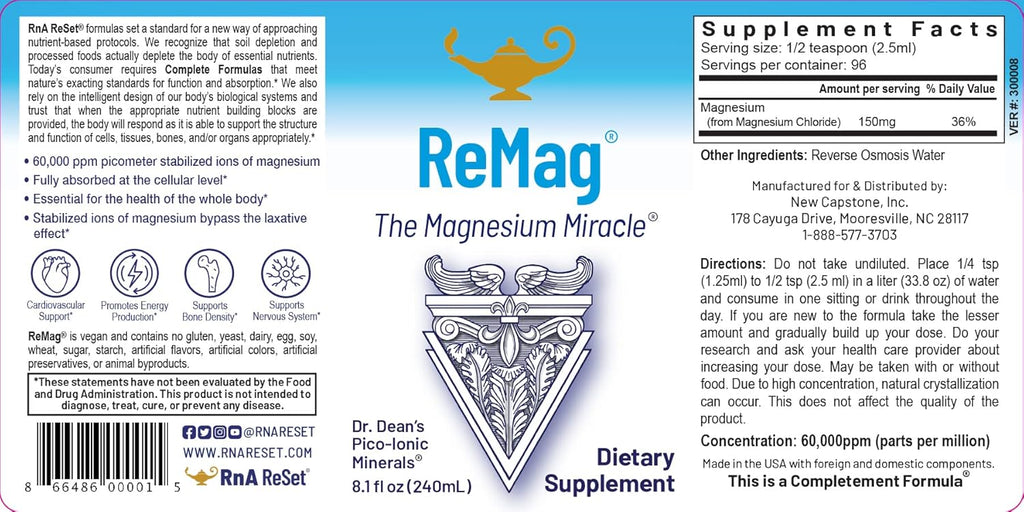 ReMag High Absorption Magnesium Liquid and ReMyte Mineral Solution, 240 ml Each, Pack of 2 L941