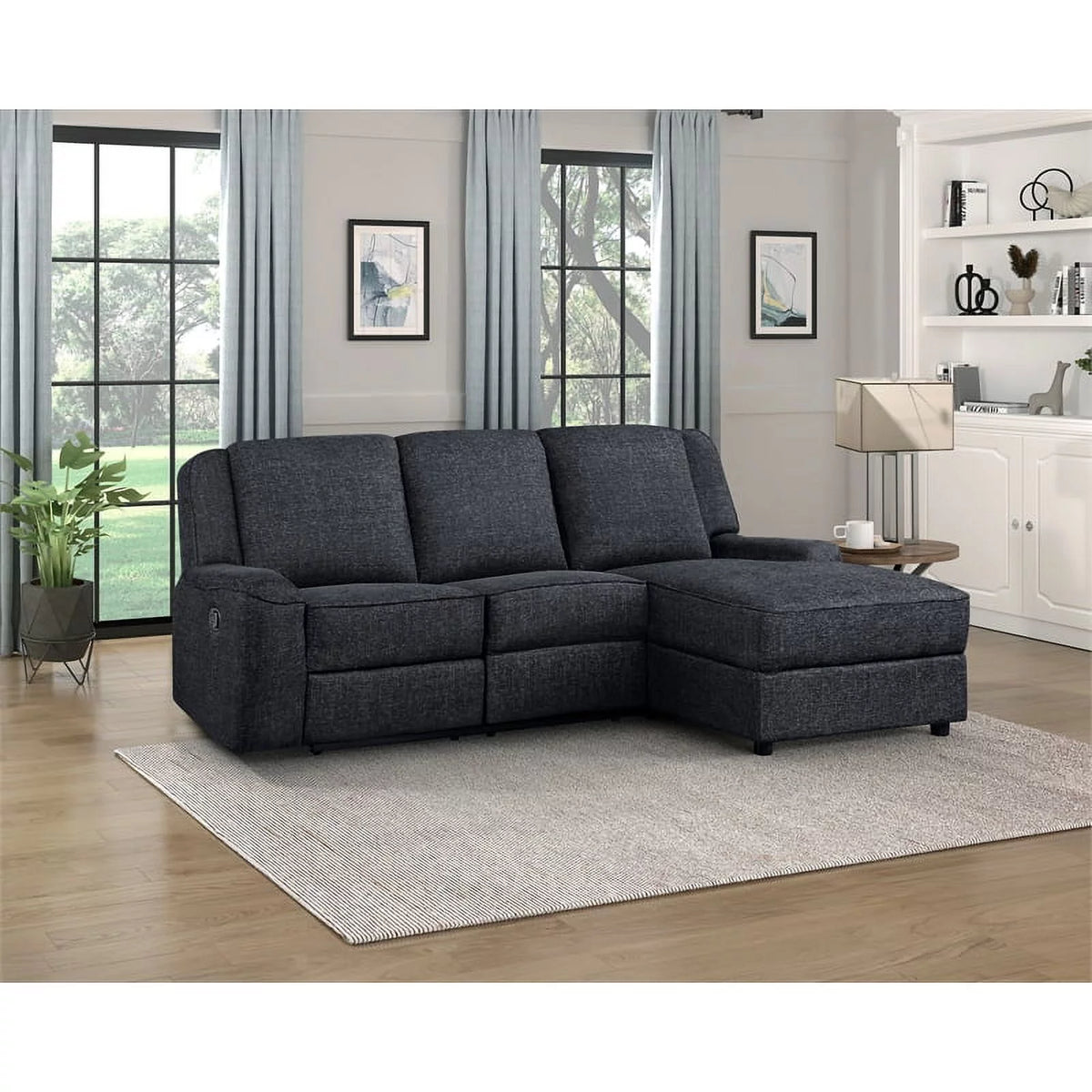 Chenille Reclining Sectional with Right Chaise W87677