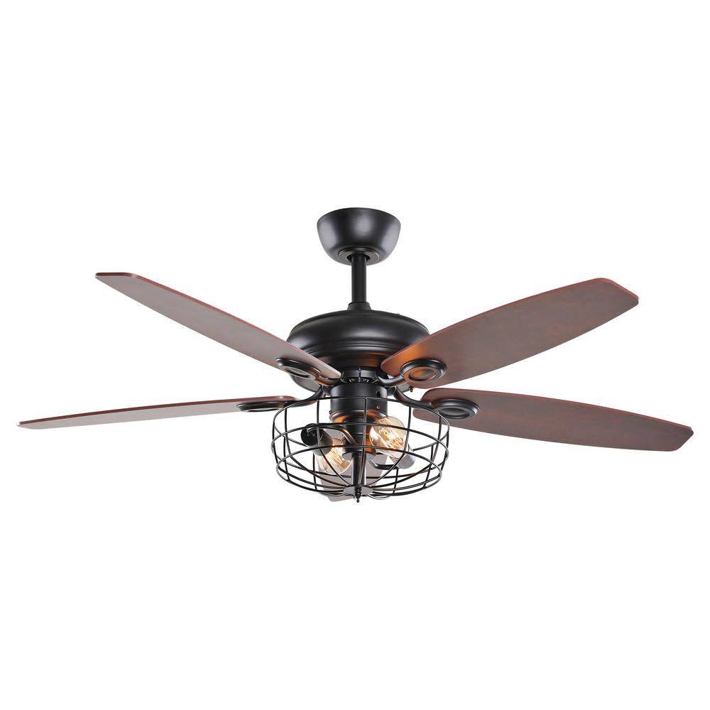 Black Downrod Mount Ceiling Fan with Light and Remote Control X17940