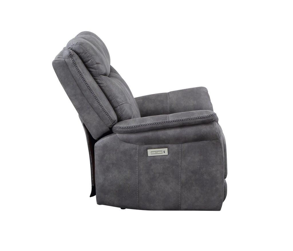 Cool Gray Microsuede Power Reclining Collection with USB Charging Port C14681