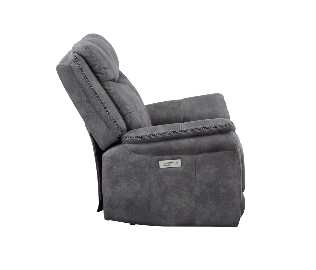Cool Gray Microsuede Power Reclining Collection with USB Charging Port C14681