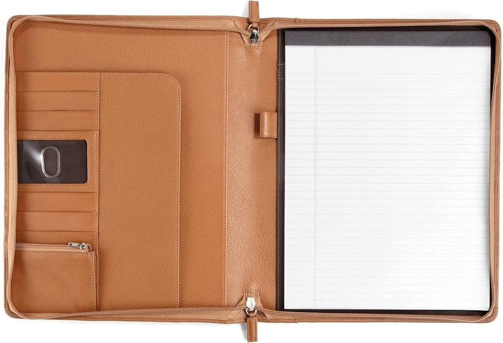 Cognac Zippered Padfolio V710691
