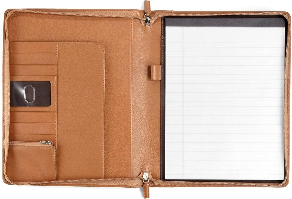 Cognac Zippered Padfolio V710691