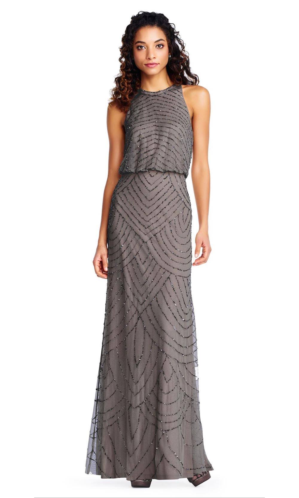 Halter Neck Beaded Gown V455