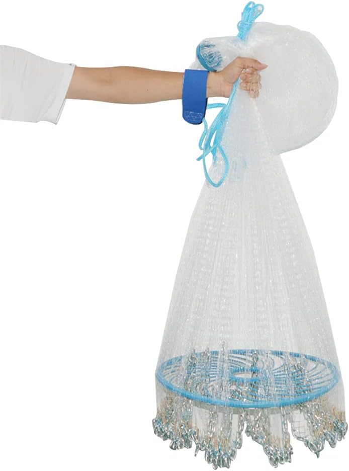Hand Cast Net with Flying Disc for Fishing Tools 7 8 9 10 12ft Radius B9149