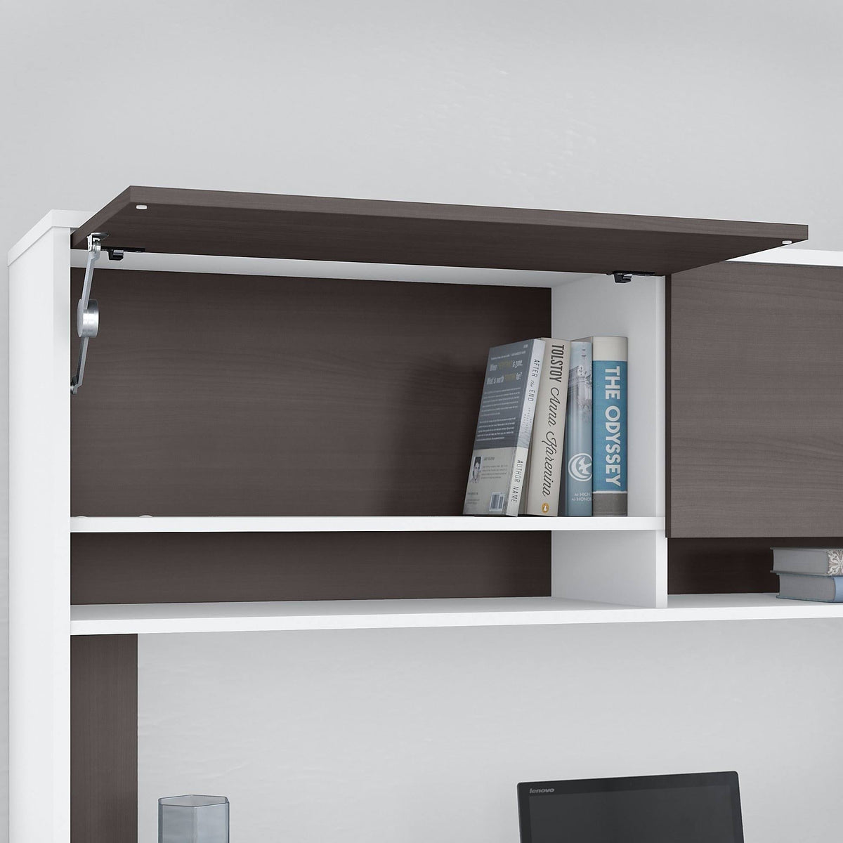 White Storm Gray Desk Hutch K23012