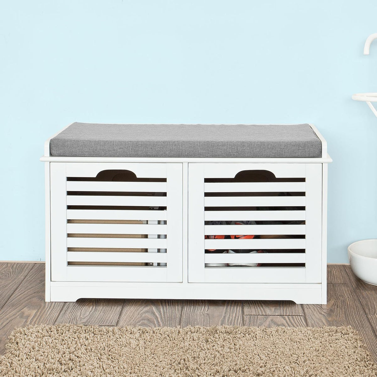 White Storage Bench with 2 Drawers N1981