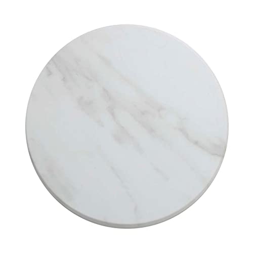 White 14-Inch Round Marble Melamine Serving Board J84184