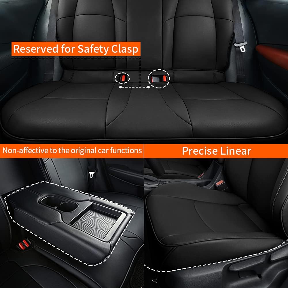 Faux Leather Car Seat Covers Full Set Black L625807