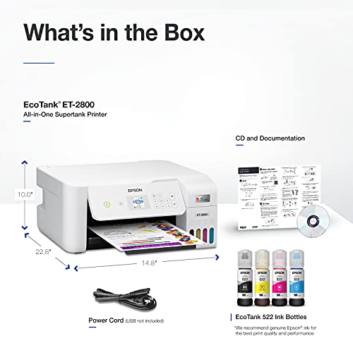 White Wireless Color All-in-One Supertank Printer F77503