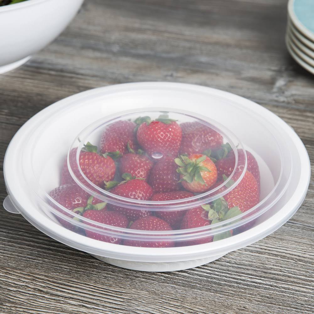 60 oz. White Low Profile Plastic Catering Bowl - 50/Case M583880