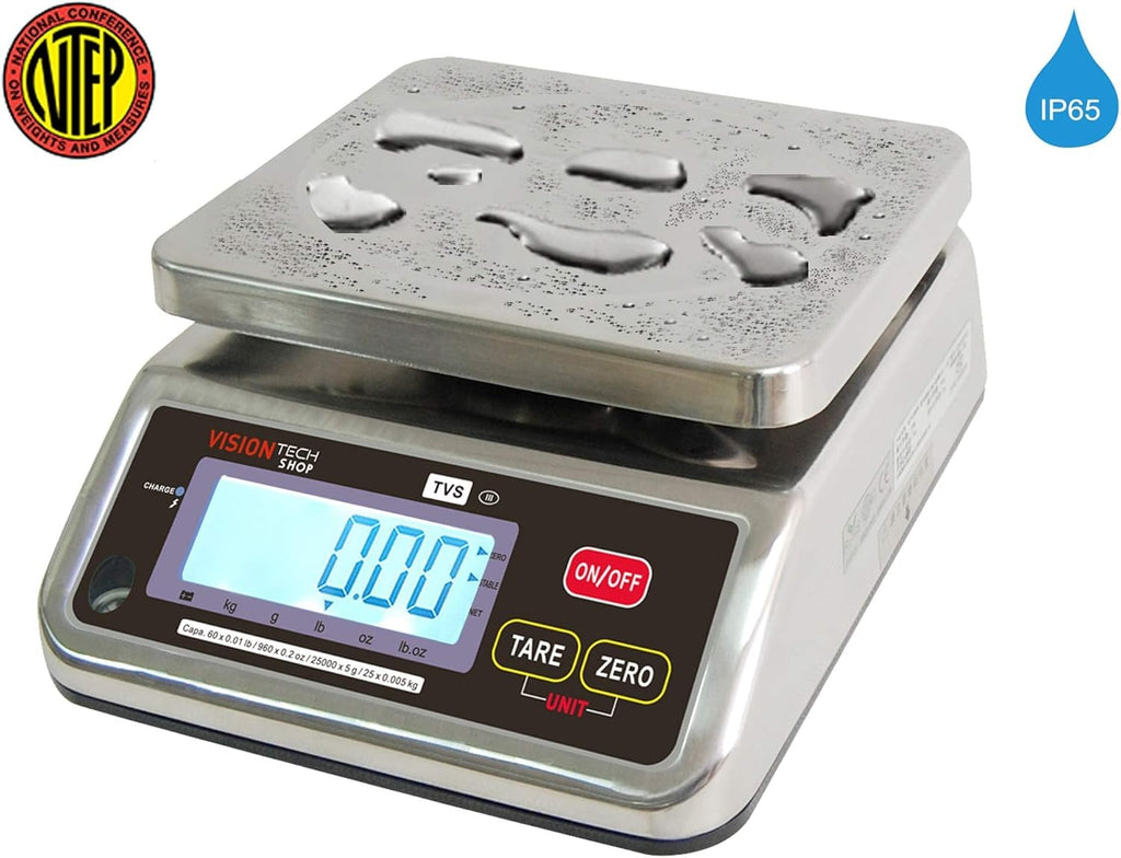 Stainless Steel Washdown Scale, 60lb Capacity, 0.01lb Readability, Dual Display M7592