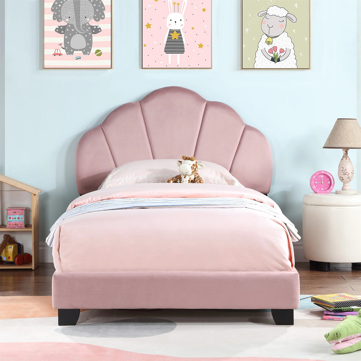 Pink Upholstered Twin Size Platform Bed N527410