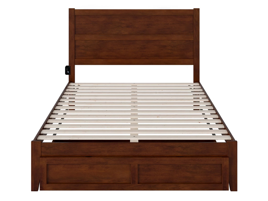 Queen Wood Platform Bed Frame with Foot Drawer Storage S319