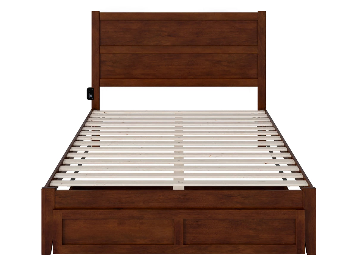 Queen Wood Platform Bed Frame with Foot Drawer Storage S319