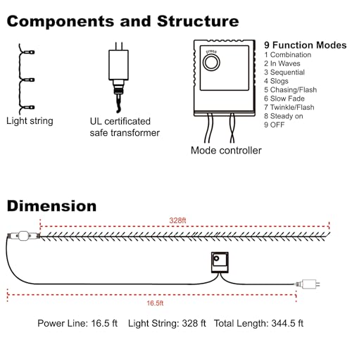 1000 LED 328 FT Waterproof String Lights with Remote & 8 Modes N79044