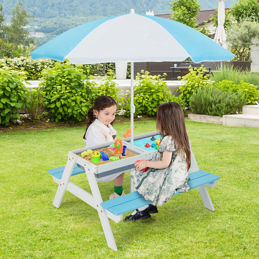Kids Picnic Table with Umbrella Green G8291