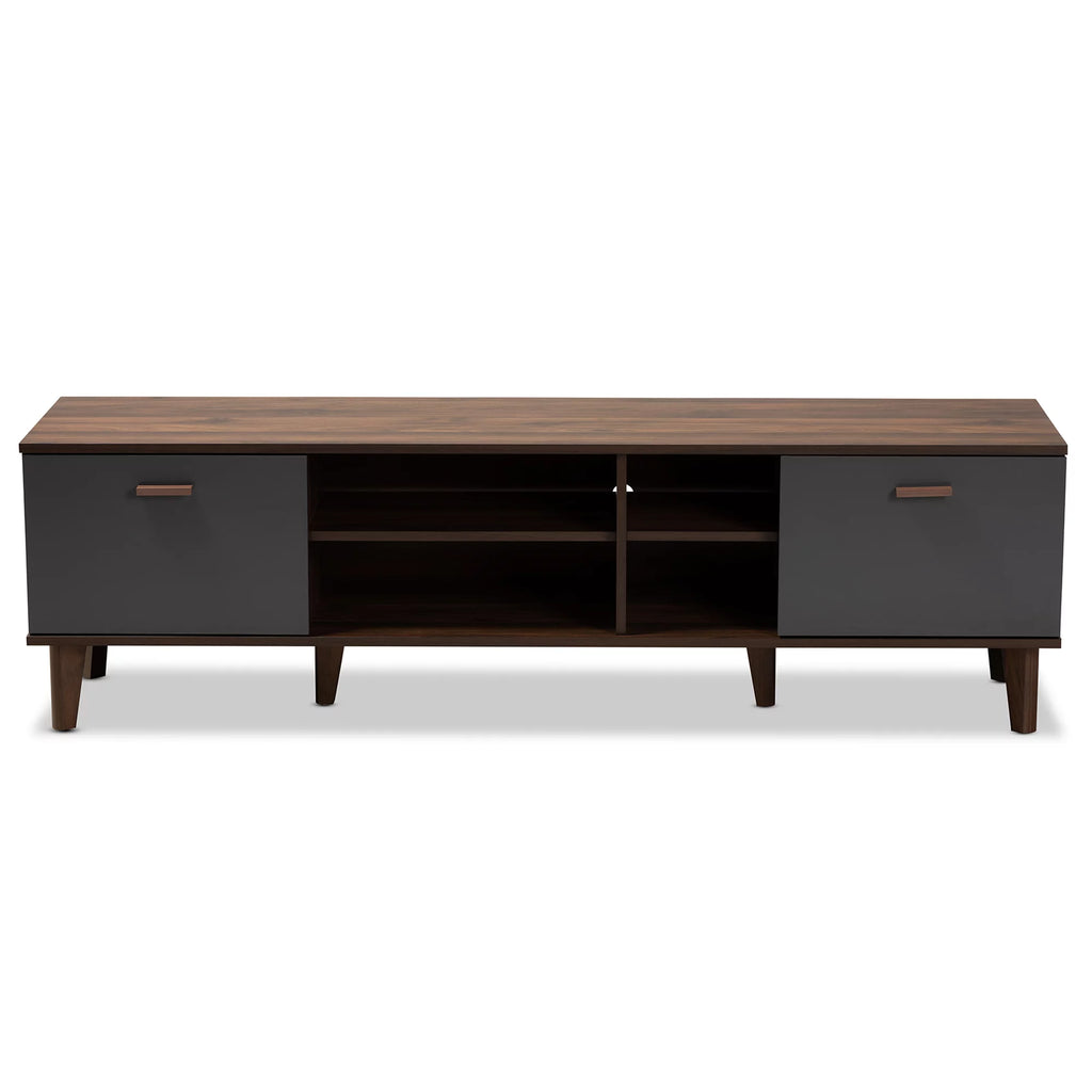 Walnut Brown and Grey Finished Wood TV Stand E468779