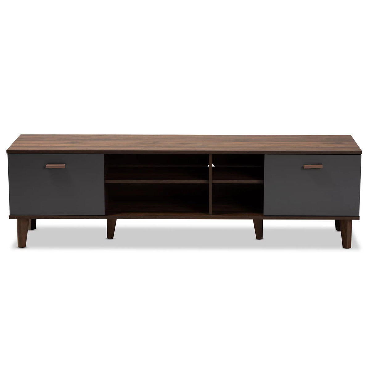 Walnut Brown and Grey Finished Wood TV Stand E468779