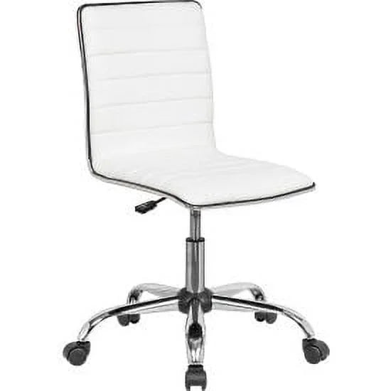 White Synthetic Leather Armless Chair E76442