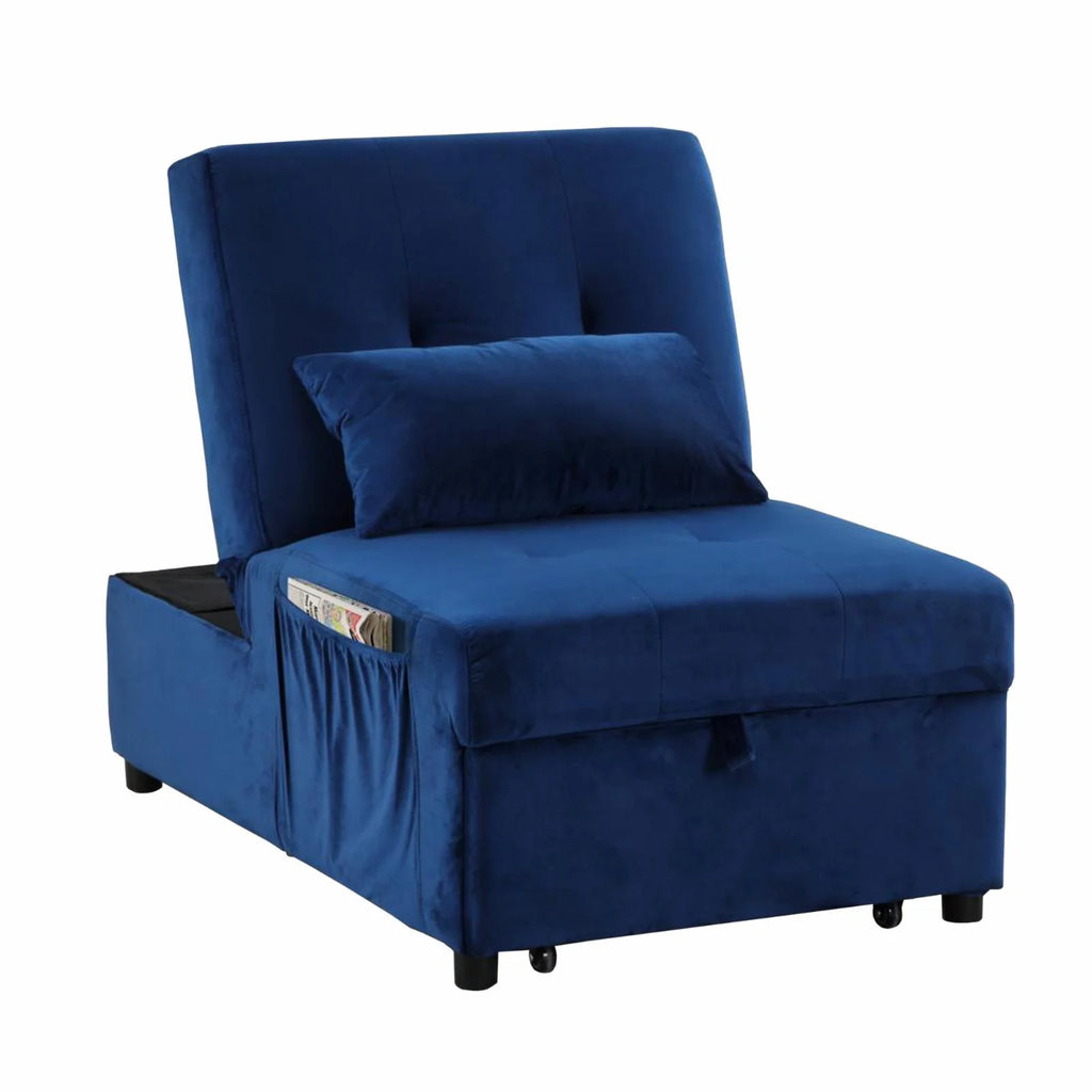 Gray Velvet Adjustable Sleeper Lounge Chaise I43426