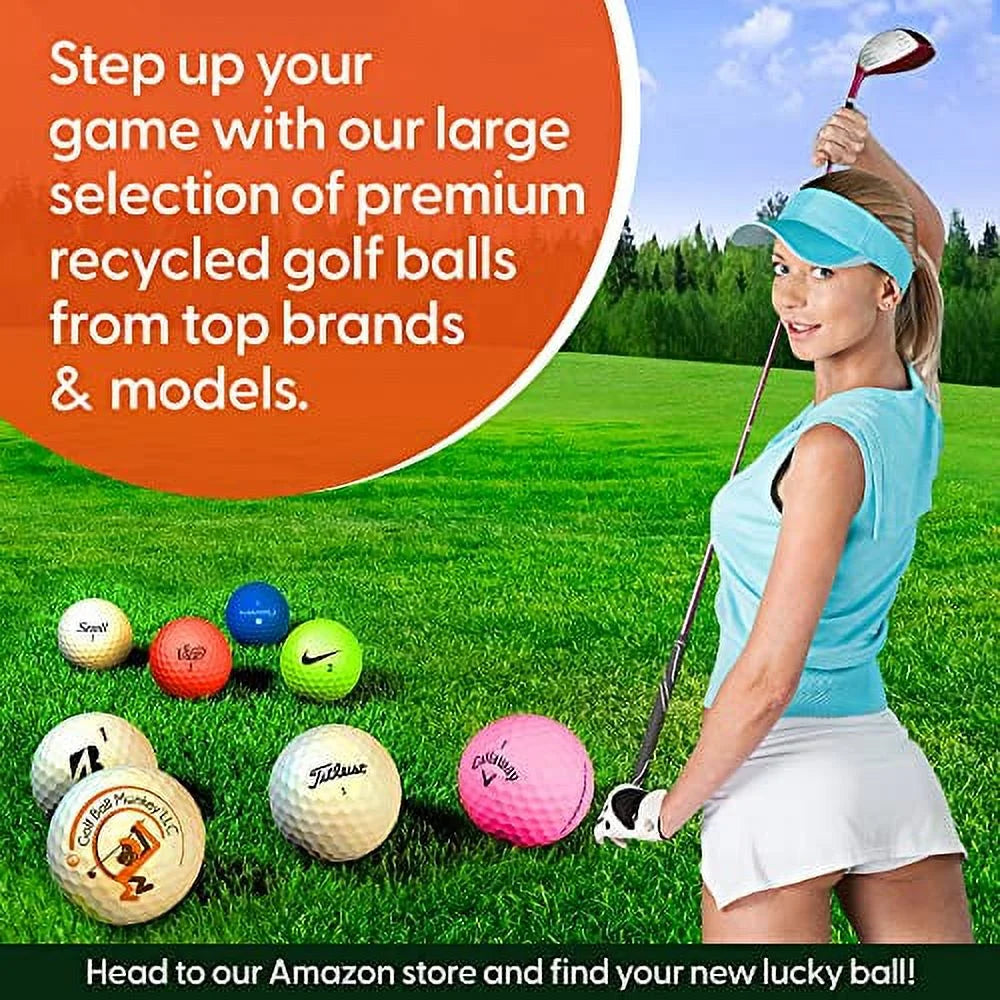 50 Pack Recycled Golf Balls with 15 Tees and Mesh Carrying Bag H21934