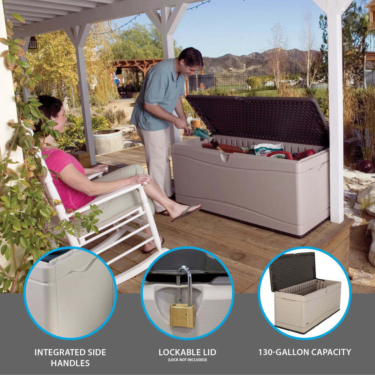 Heavy-Duty 130 Gallon Plastic Deck Box Q112943