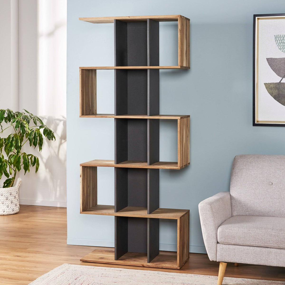 Acacia Wood Etagere Bookshelf Z9855