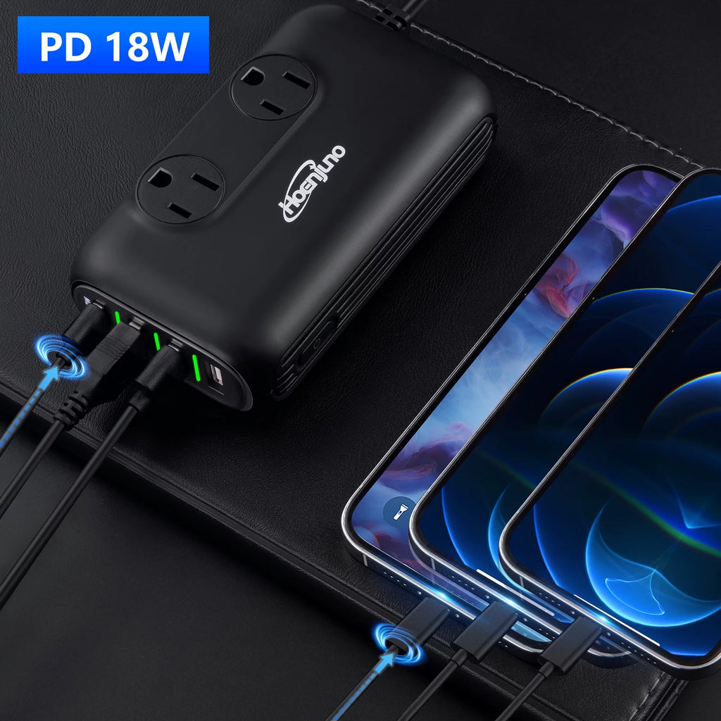 200W Car Power Inverter DC 12V to 110V AC with 3 USB Ports J703