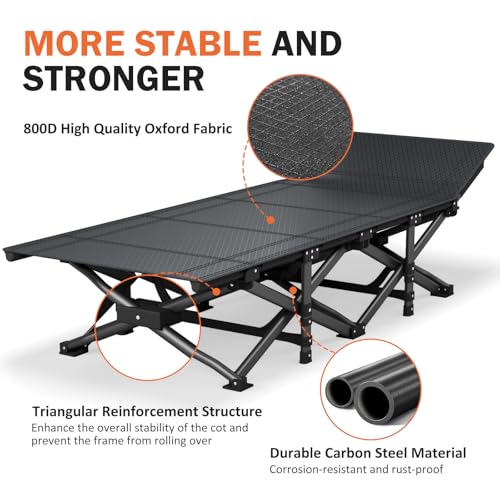 Camping Cot with Cushion Portable Folding Bed (Gray) M149309