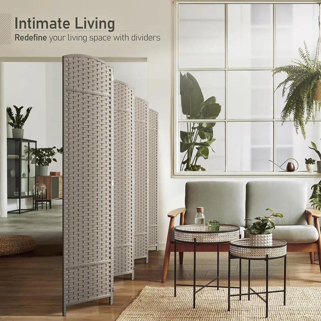 6 ft. Tall Extra Wide Beige Folding Privacy Screen G587482