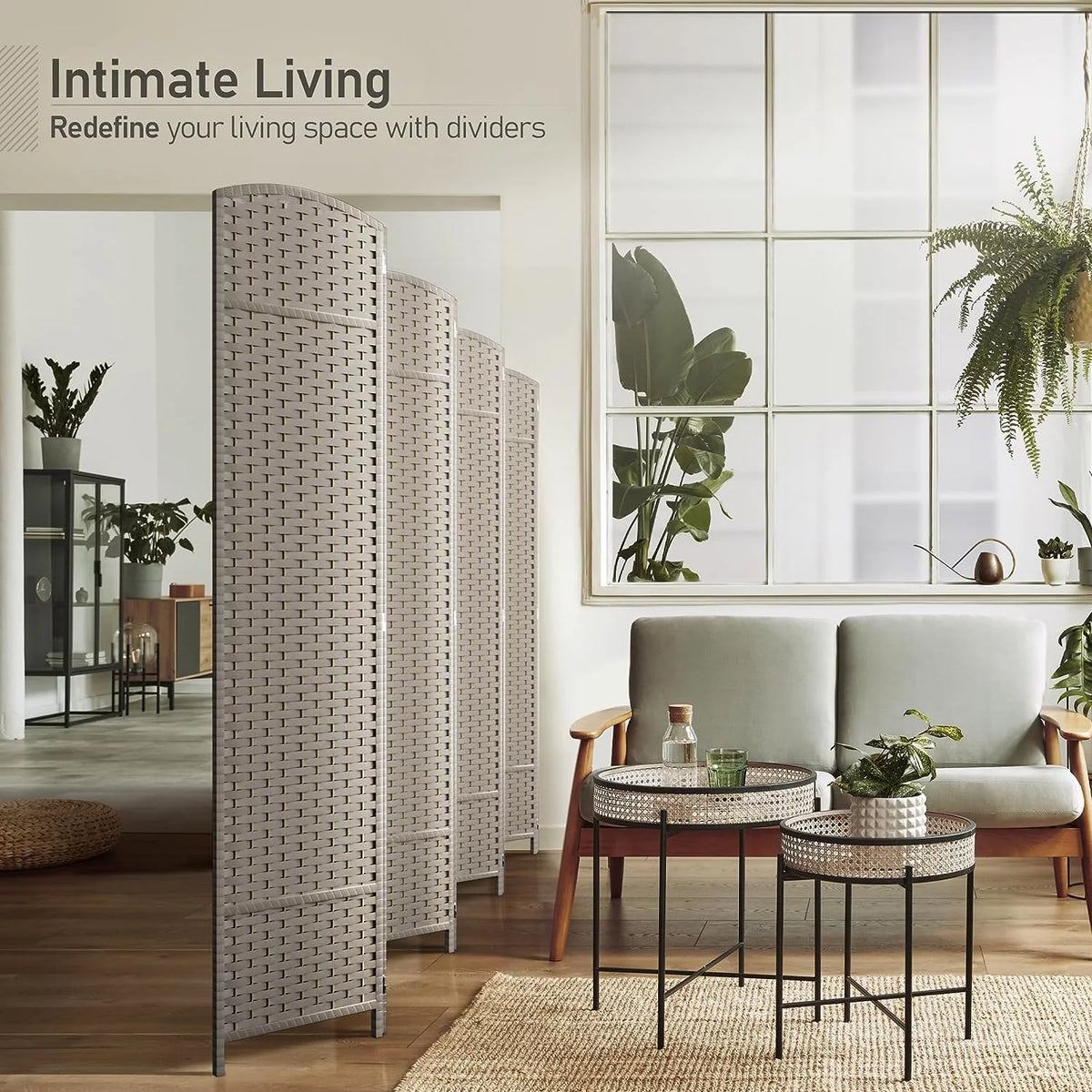 6 ft. Tall Extra Wide Beige Folding Privacy Screen G587482