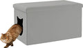 Grey Cat Litter Box Enclosure Bench Ottoman N74601