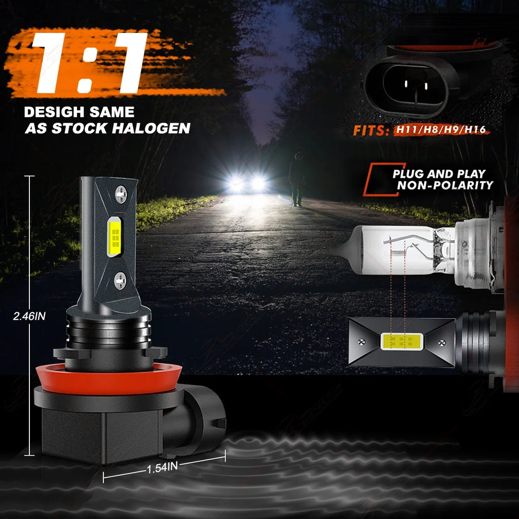 9005 High + H11 Low Beam + H11 Fog Beam LED Headlight Bulbs 6000K Cool White X541