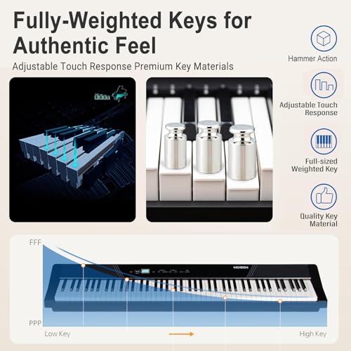 88-Key Weighted Digital Piano with Music Stand and 3-Pedal N8169