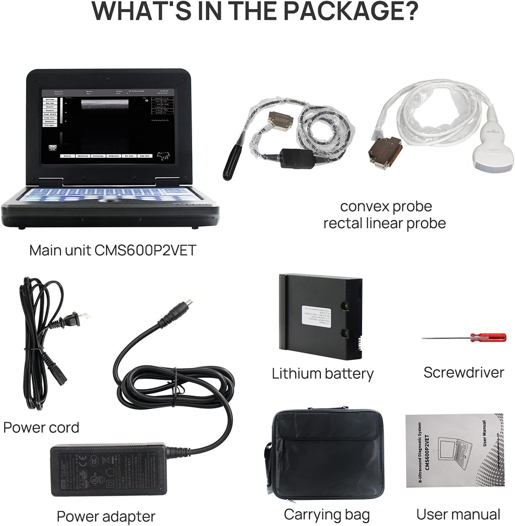 Veterinary Ultrasound Scanner with Convex & Rectal Linear Probe C947