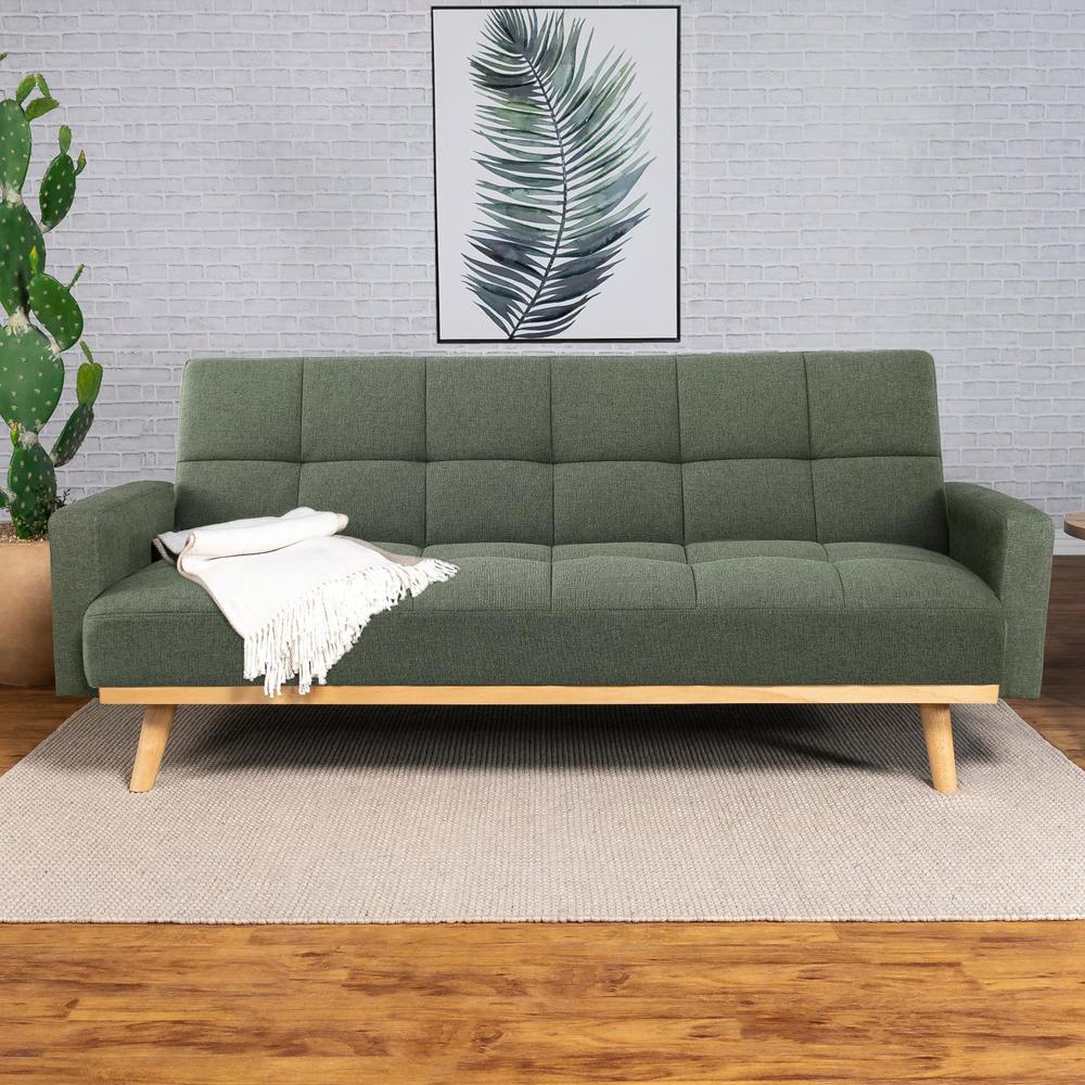 Sage Green Fabric Upholstered Convertible Sofa Bed I417