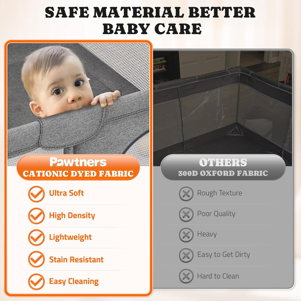 71"L x 59"W x 27"H Large Portable Baby Playpen with 50PCS Ocean Ball K373