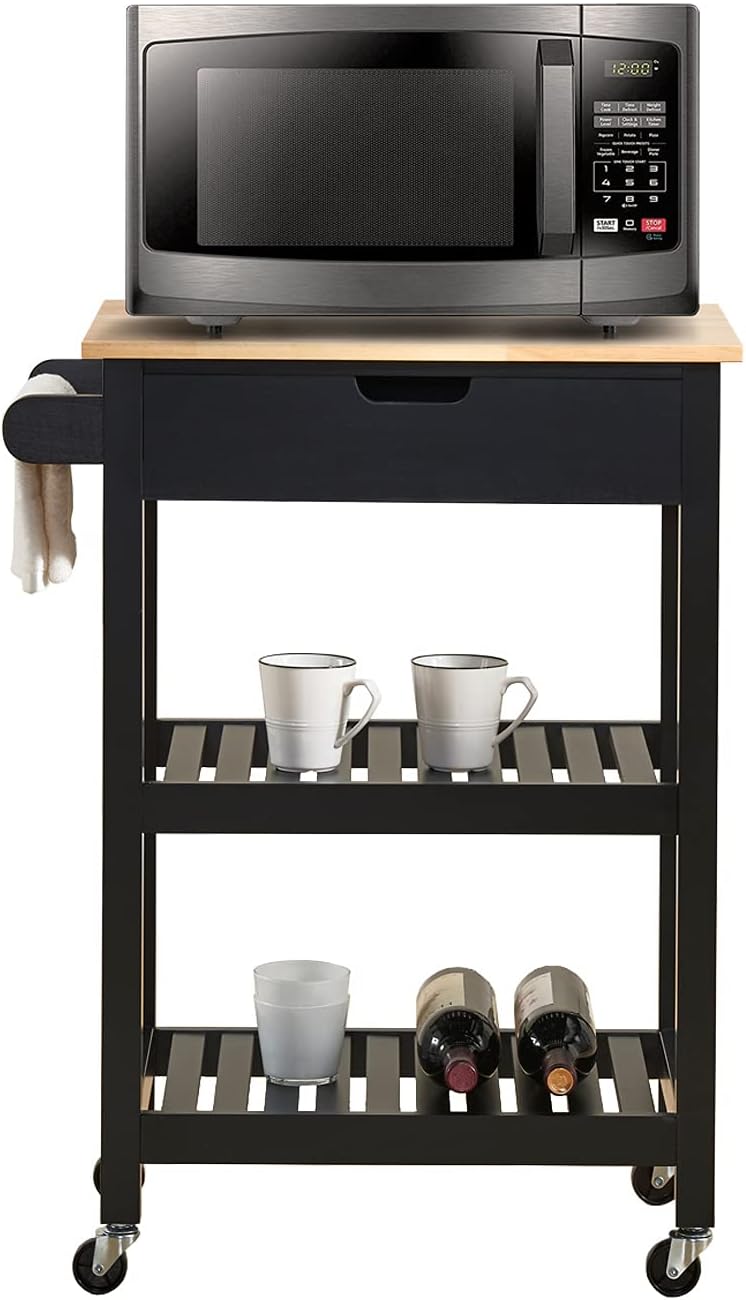 White Rolling Kitchen Cart with Storage O946495